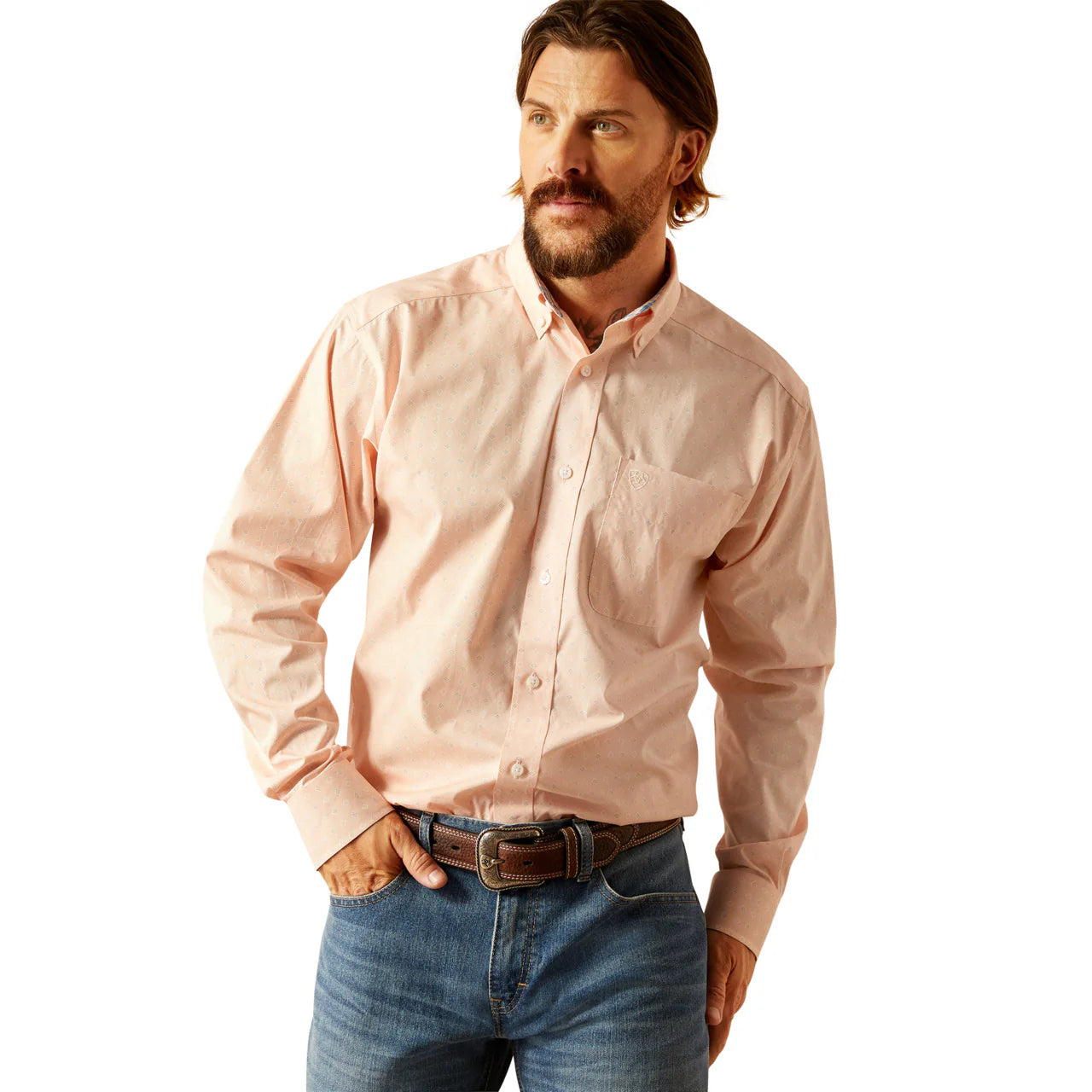 Ariat Wrinkle Free Ashton Pink Classic Fit Button Down Shirt
