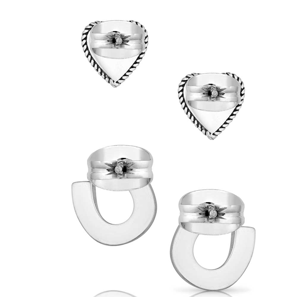 Montana Silversmith Turquoise Heart & Horseshoe Earring Set