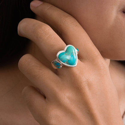 Barse Jewelry Blue Turquoise Heart Sterling Silver Statement Ring