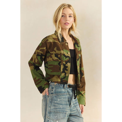 Camo Sequins Contrast Jacket