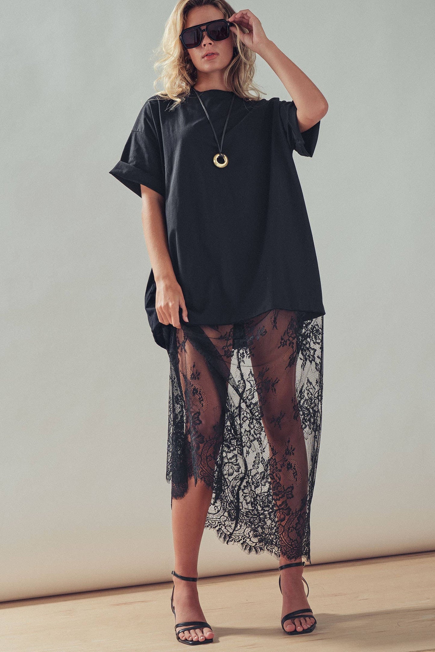 Mixed-Media T-Shirt Lacey Dress
