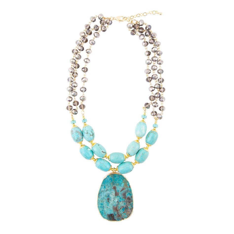 Barse Baron Turquoise Magnesite Pendant Statement Necklace