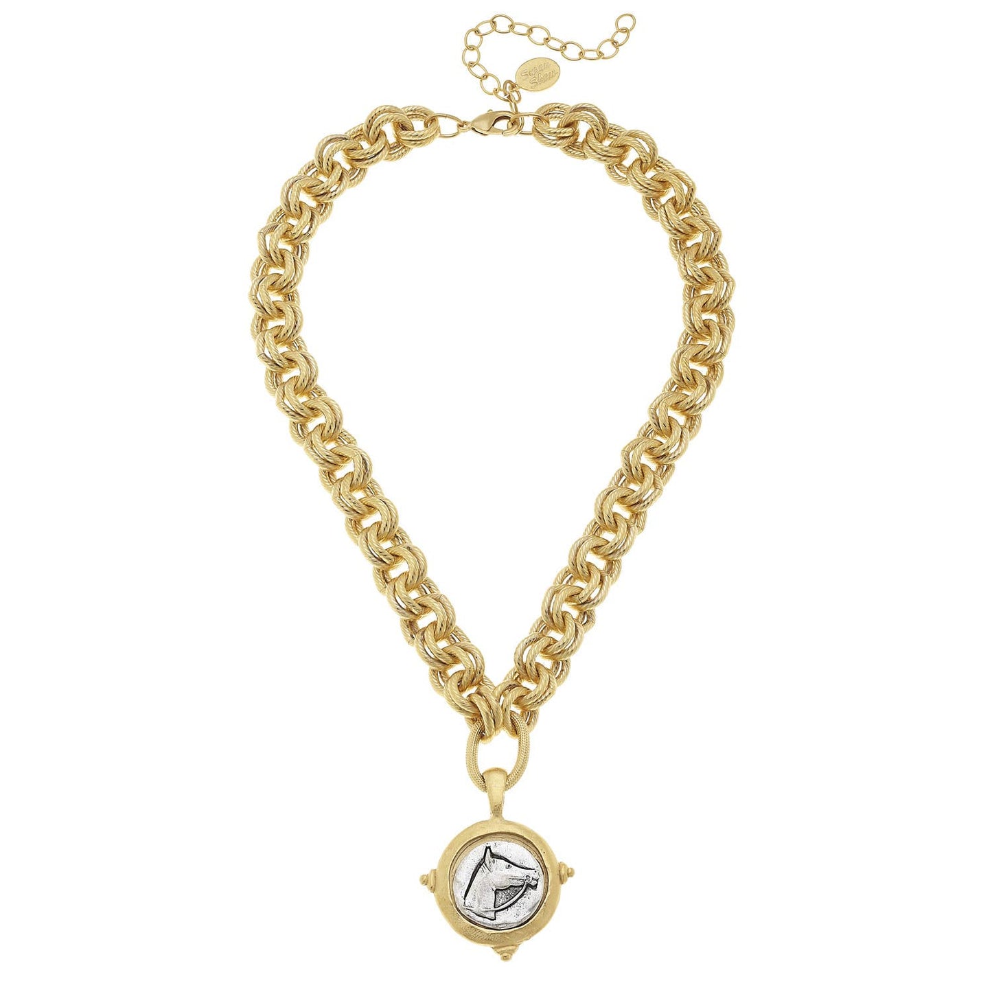 Susan Shaw Gold and Silver Intaglio Horse Necklace