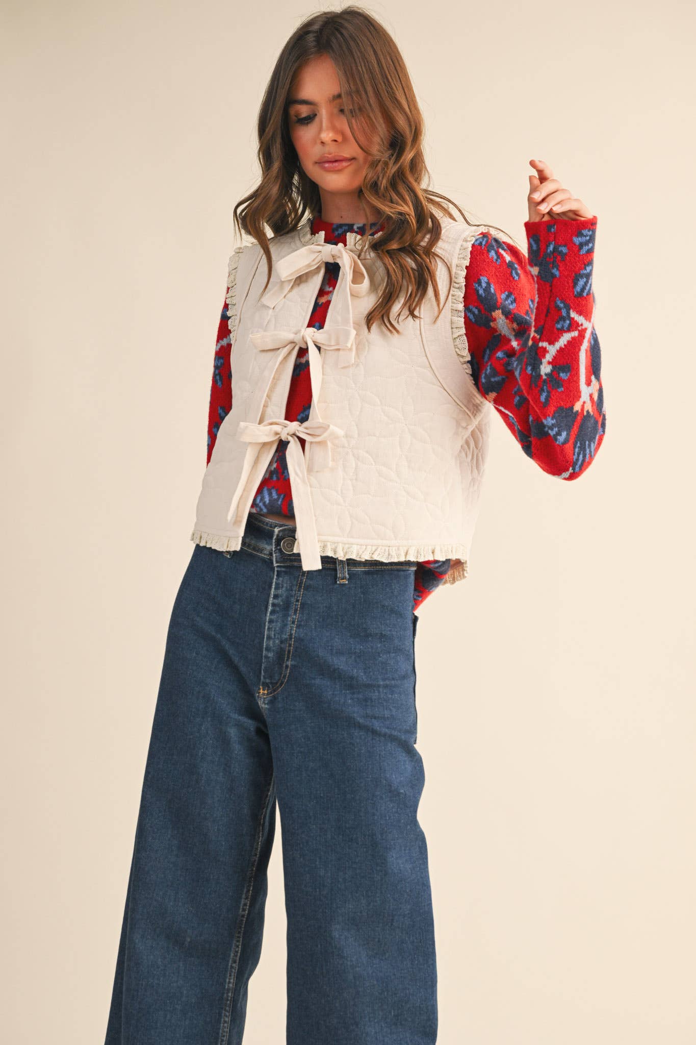 Quilted Lace Trim Vest