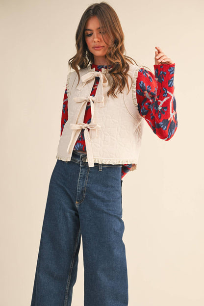 Quilted Lace Trim Vest