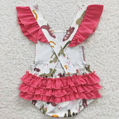 Baby Girl's Cactus Ruffles Western Romper