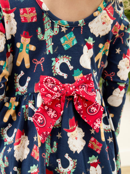 Girls Giddy Up Santa Twirl Dress