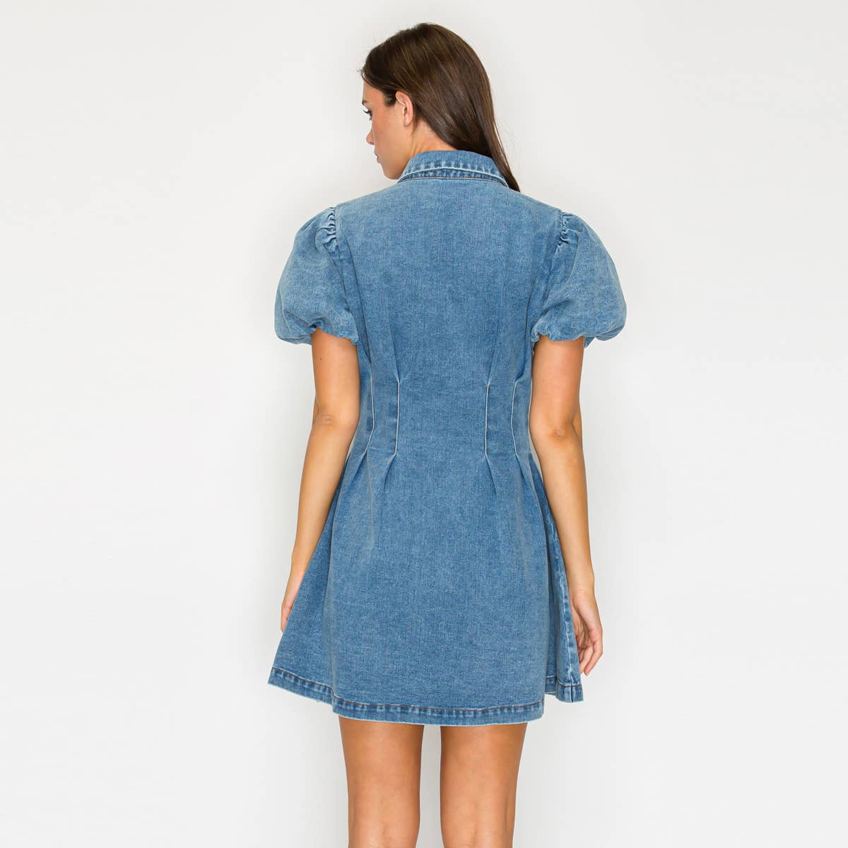 Modern Muse Denim Bubble Sleeve Dress