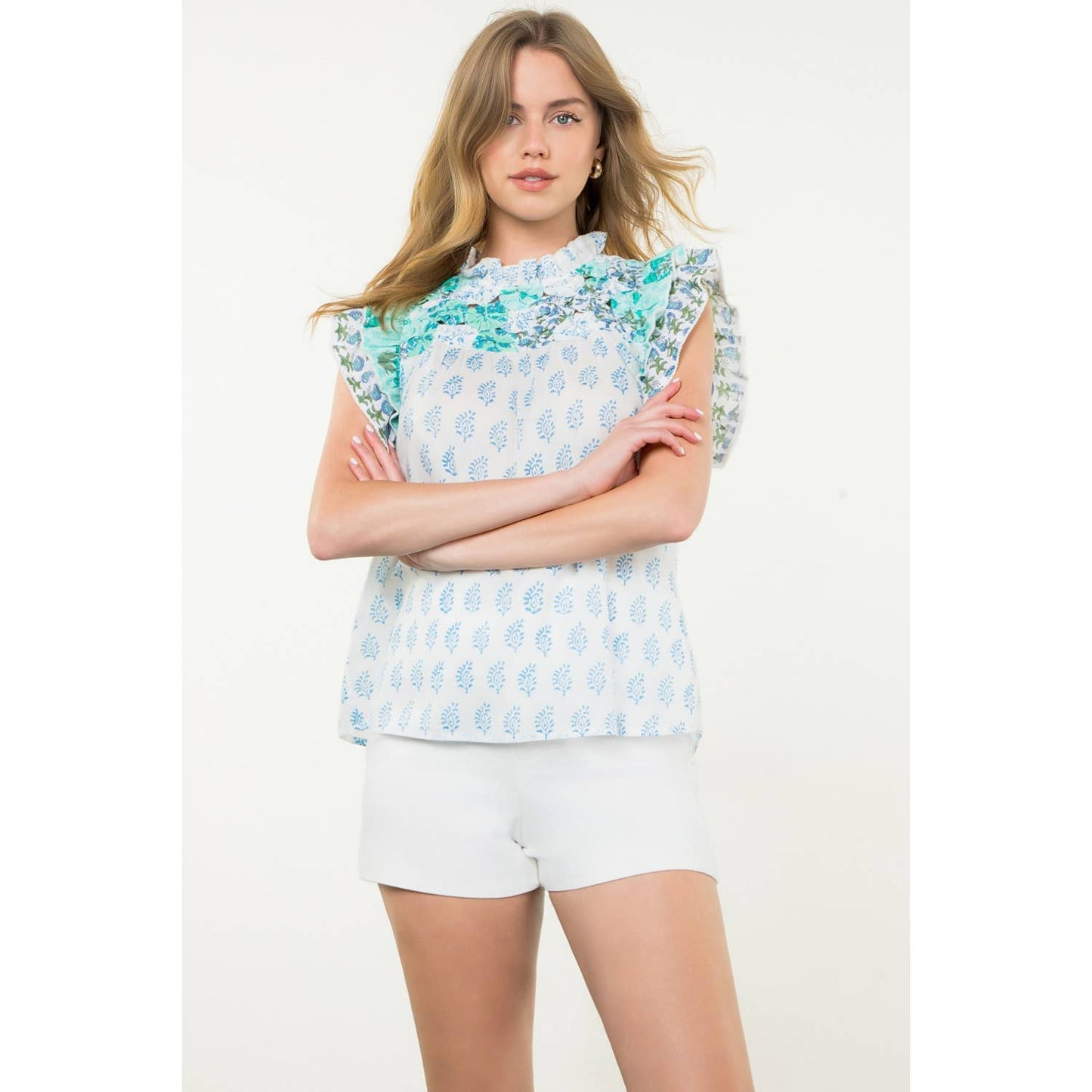 Flutter Sleeve Floral Print Top
