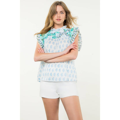 Flutter Sleeve Floral Print Top