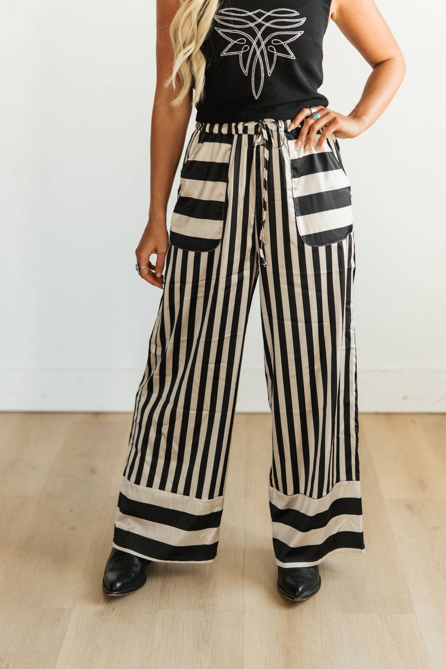 Satin Striped Pants