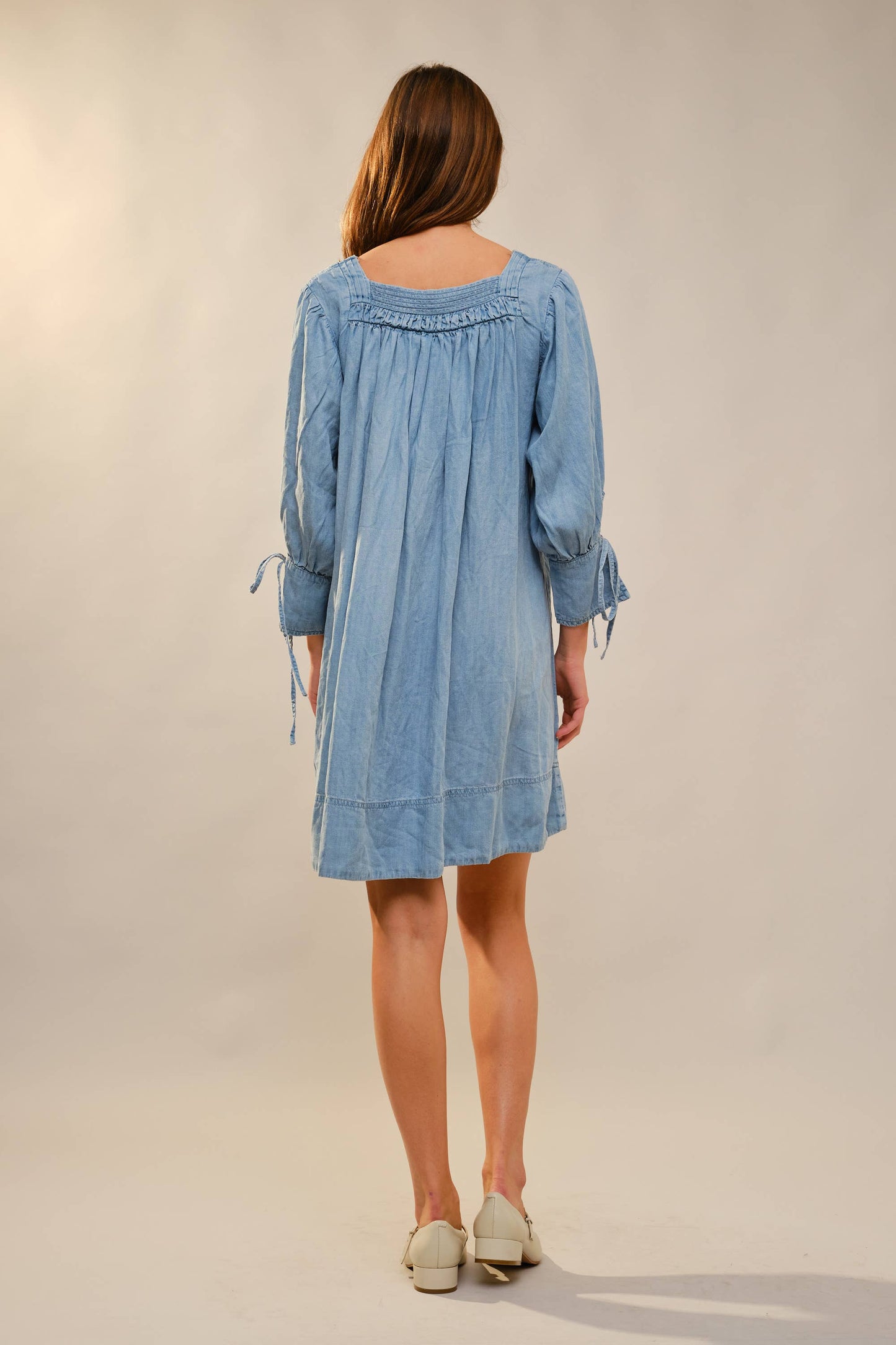 Stitch Detail Chambray Dress