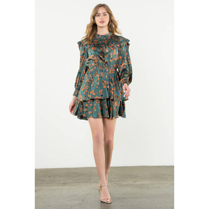 Long Sleeve Floral Tiered Dress