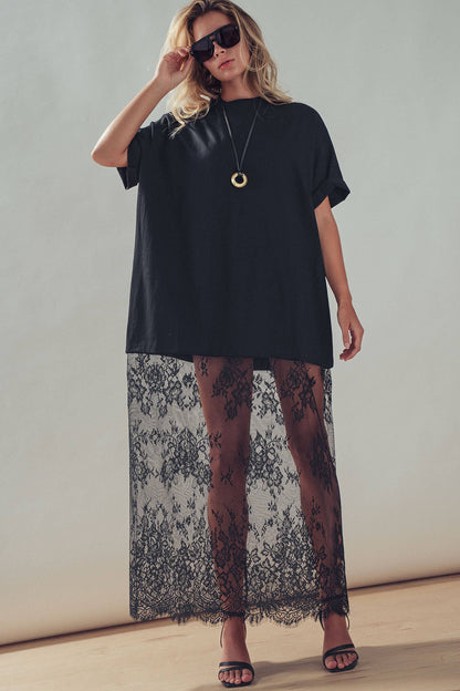 Mixed-Media T-Shirt Lacey Dress
