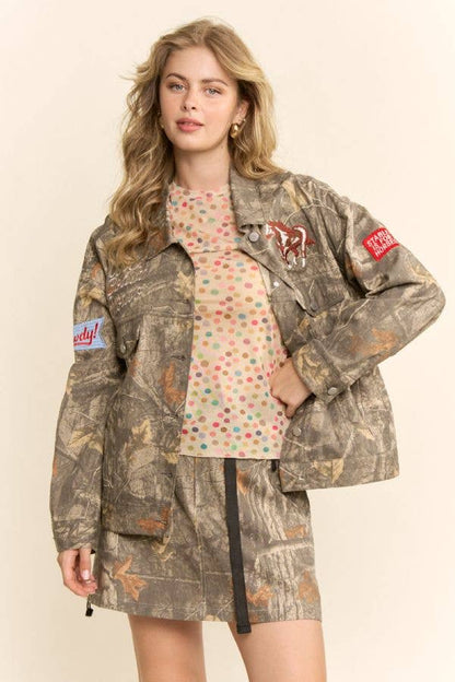Dave & Dani Cropped Camo Jacket