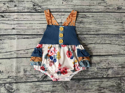 Baby Girls Western Ruffle Flowers Rompers