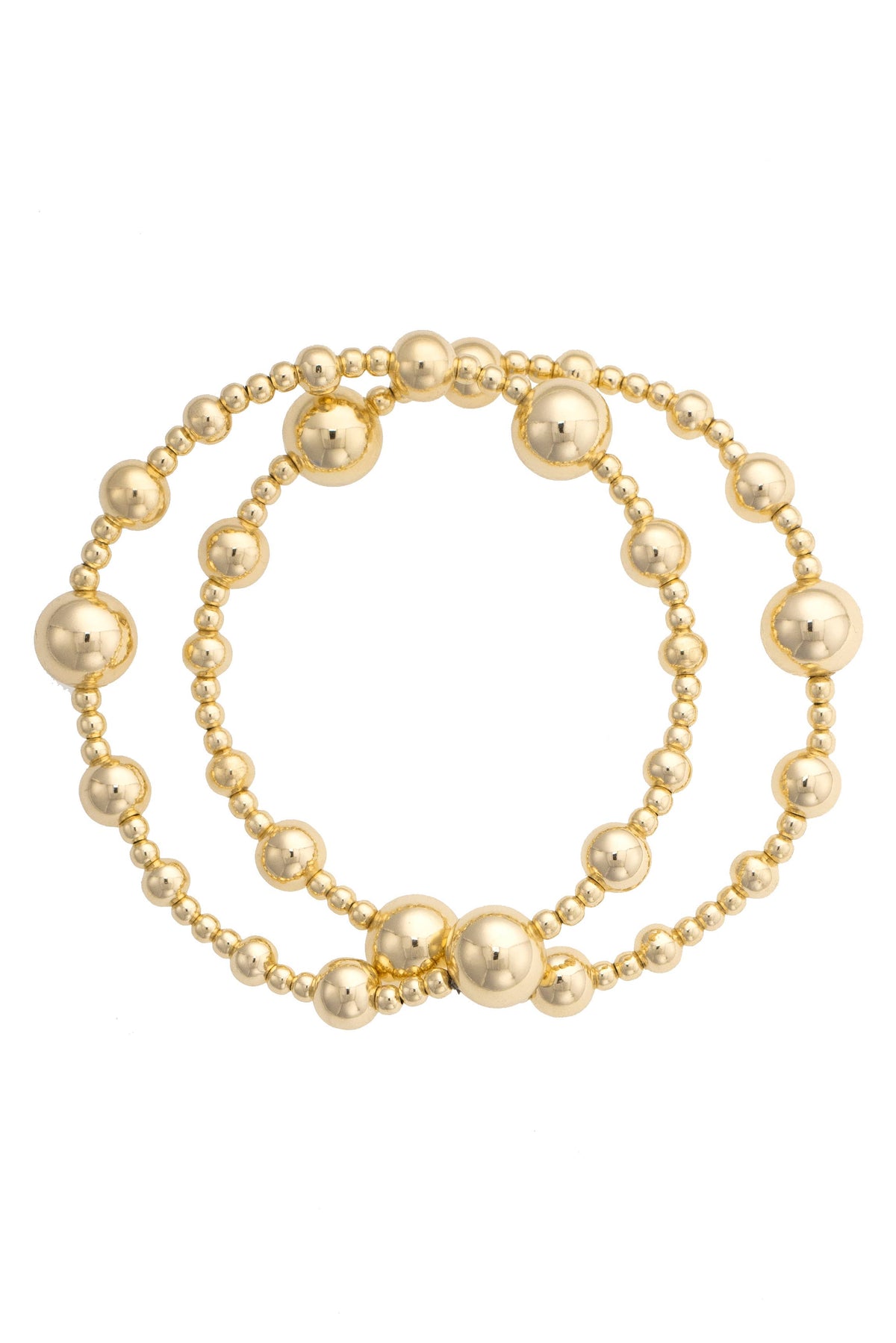 Canvas Style Marissa Ball Bead Bracelet Set of 2 in Shiny Gold