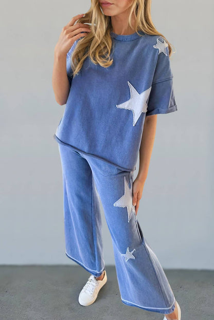Light Wash Star Denim Outfit Set