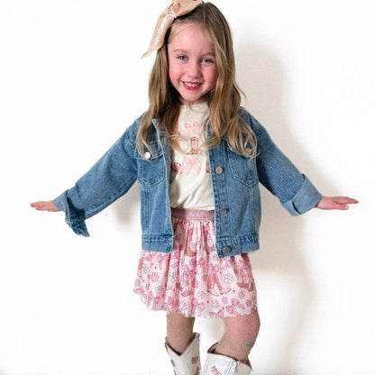 Howdy Gingham Bow Patch Denim Jacket