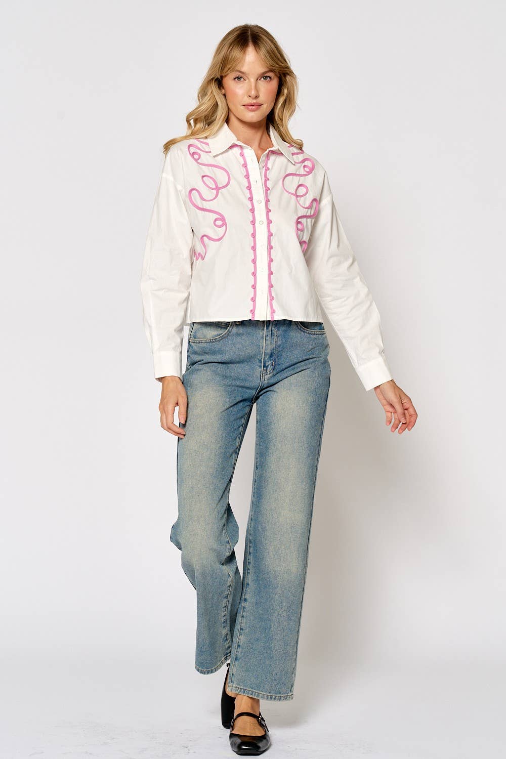 Button Down Embroidery Detail Shirt