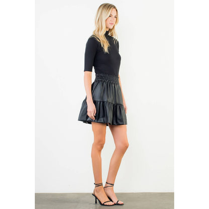 Tiered Leather Skirt