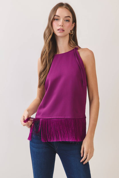 TCEC Fringe Hem Sleeveless Top
