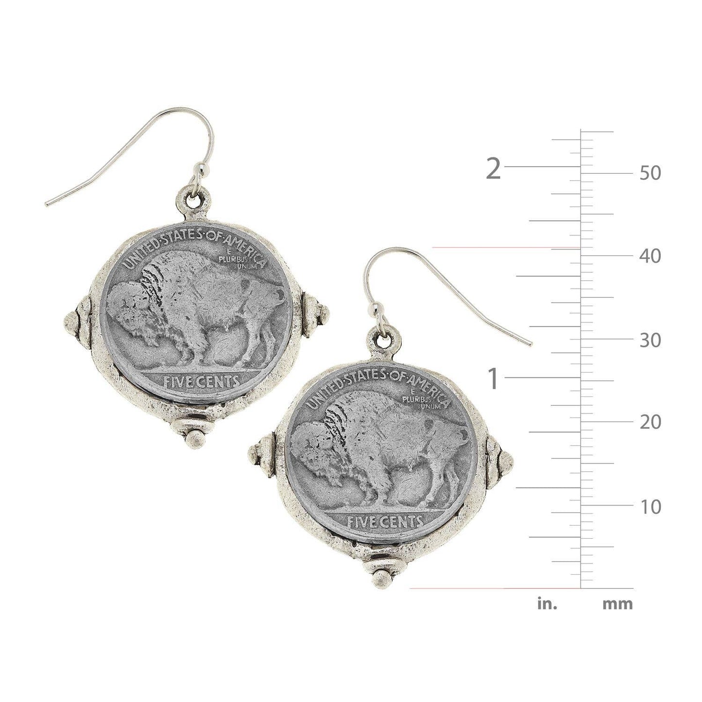 Susan Shaw Silver Vintage Buffalo Head Coin Earrings