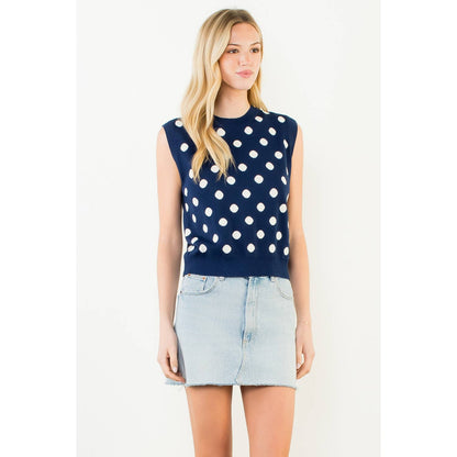 Sleeveless Polka Dot Knitted Top
