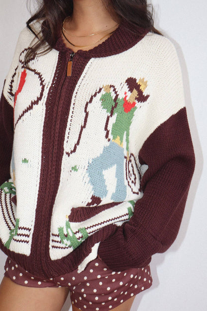 Bailey Rose Cowgirl Knit Zip-Up Cardigan