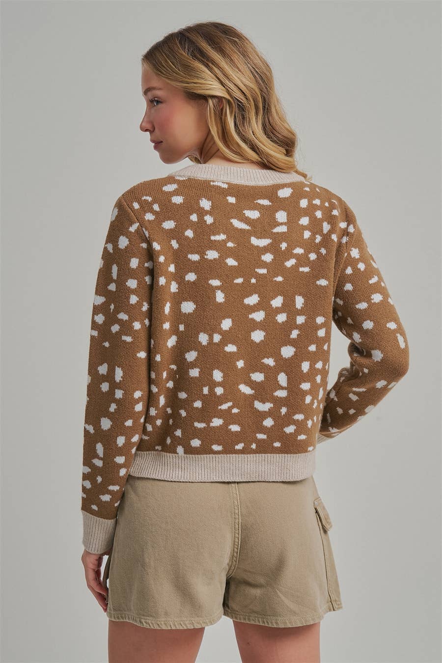 Deer Print Button Down Cardigan