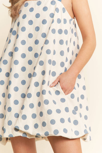 A-line Polka Dot Sleeveless Mini Dress