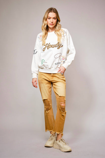 Howdy Western Embroidered Sweatshirt
