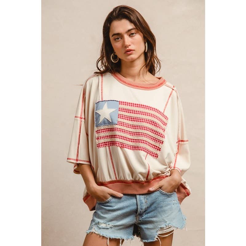 AMERICAN FLAG PATCHWORK OVERLOCK STITCH FRENCH