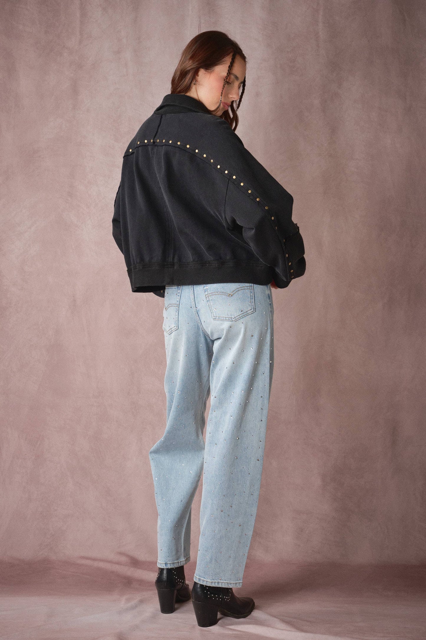 Blue B Studded Half-Zip Sweatshirt
