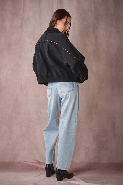 Blue B Studded Half-Zip Sweatshirt