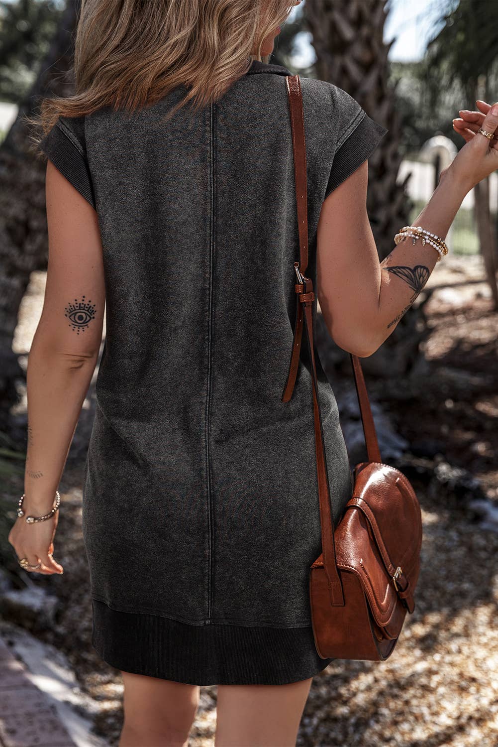 Cap Sleeve Pocketed Sweatshirt Dress