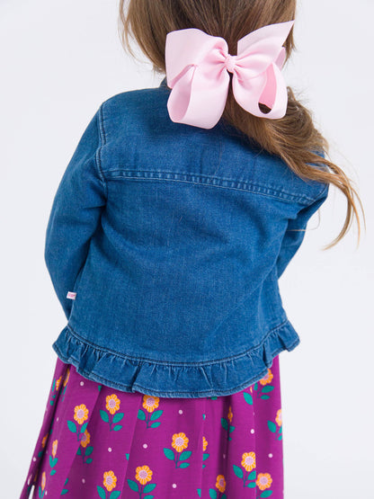 Girl's Medium Denim Ruffle Jean Jacket