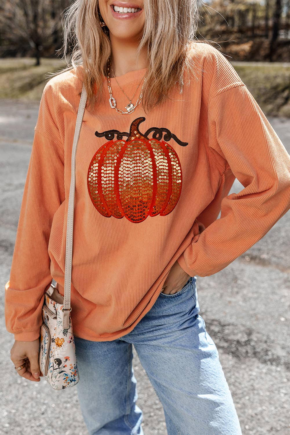 Pumpkin Corded Pullover