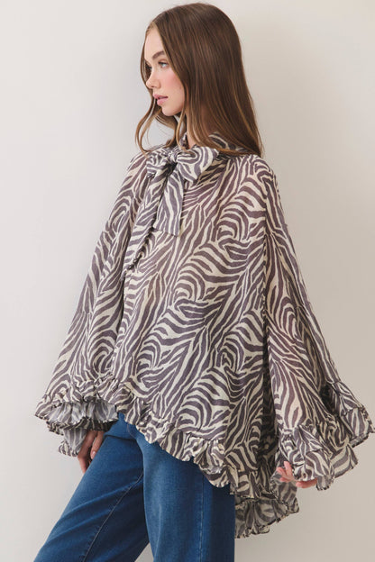 TCEC Zebra High Low Blouse