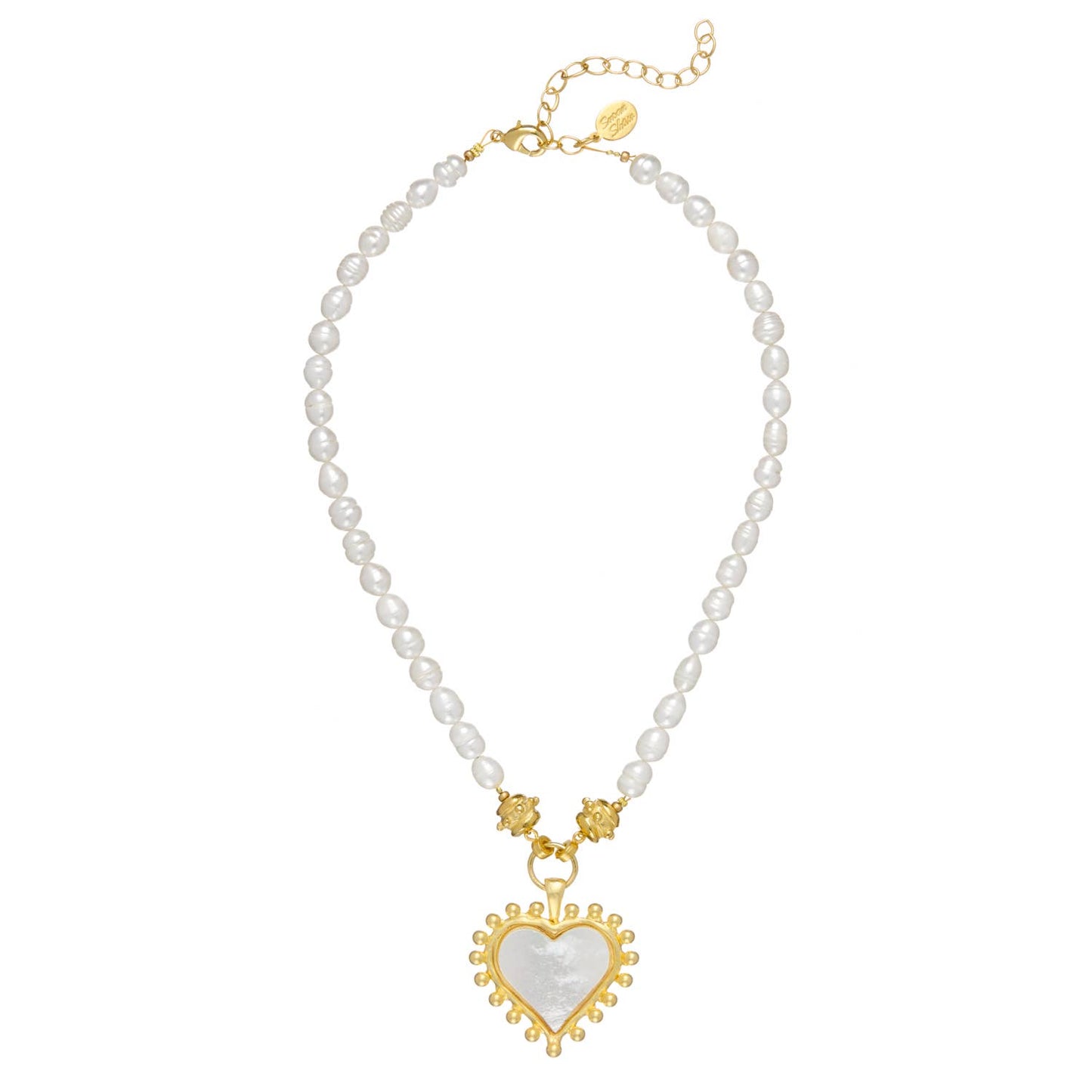 Susan Shaw Mother of Pearl Heart Necklace on Pearl