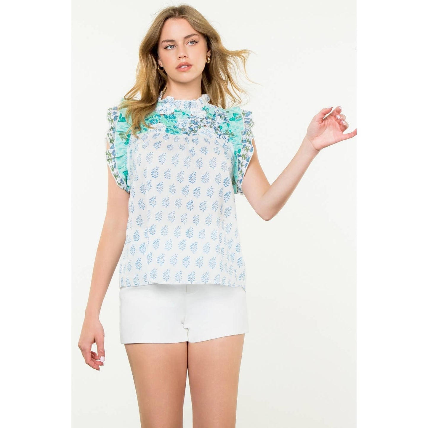 Flutter Sleeve Floral Print Top