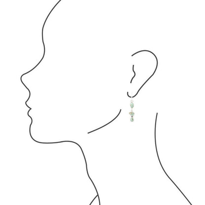Barse Linear Triple Stone Turquoise and Sterling Silver Earrings