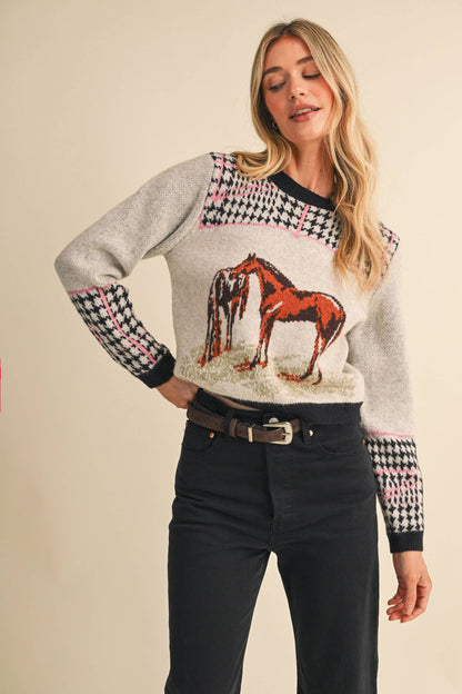 &MERCI Horse Motif Sweater