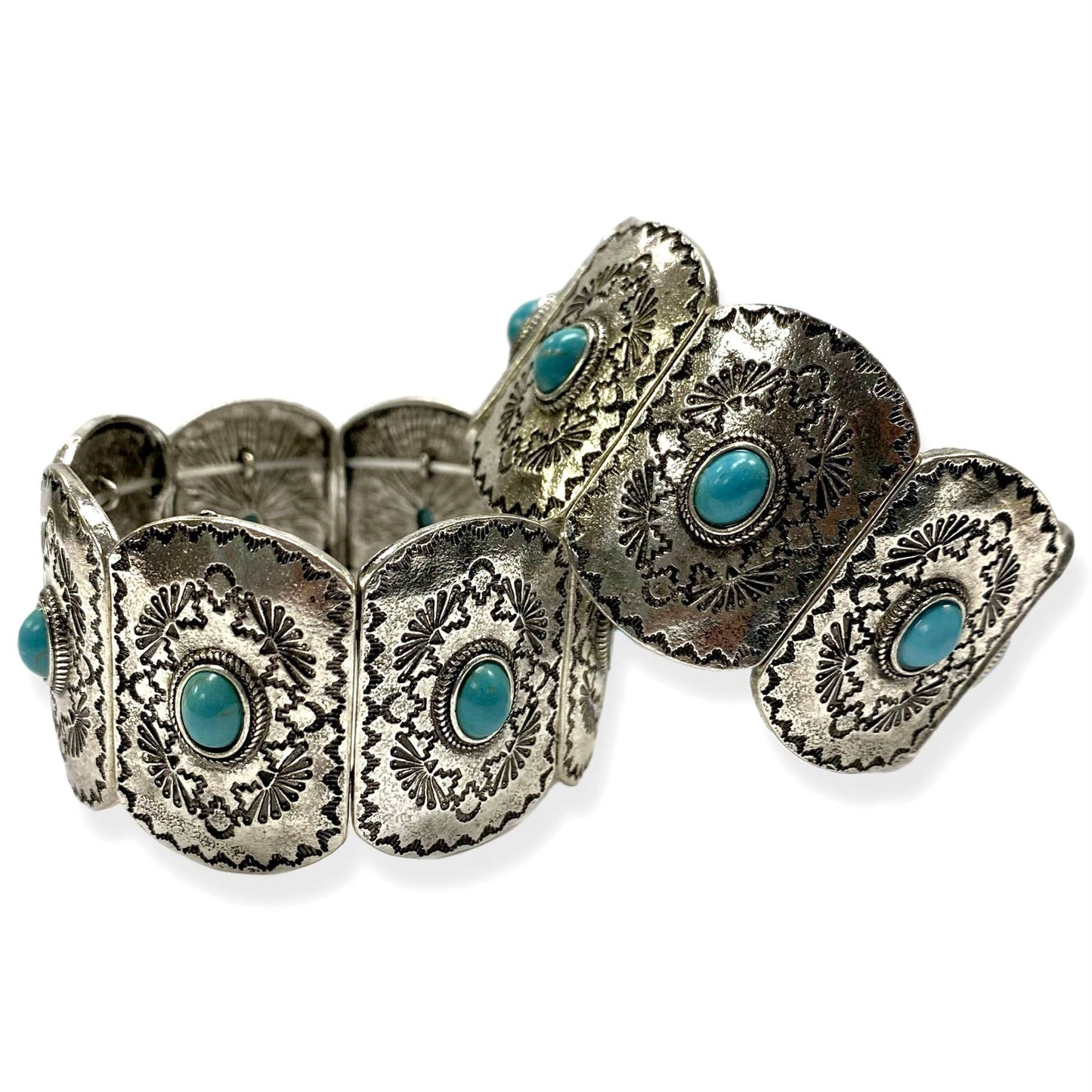 Silver Metal Turquoise Bracelet