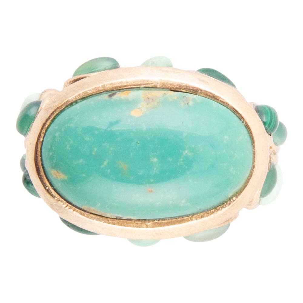 Barse Multi Green Stones Golden Statement Rings