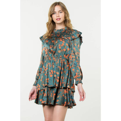 Long Sleeve Floral Tiered Dress