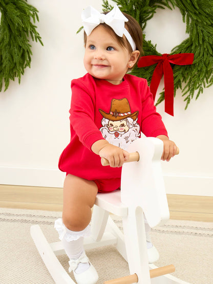 Baby Western Santa Sweatshirt Bubble Romper