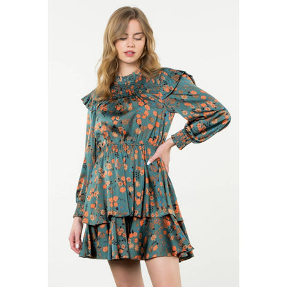 Long Sleeve Floral Tiered Dress