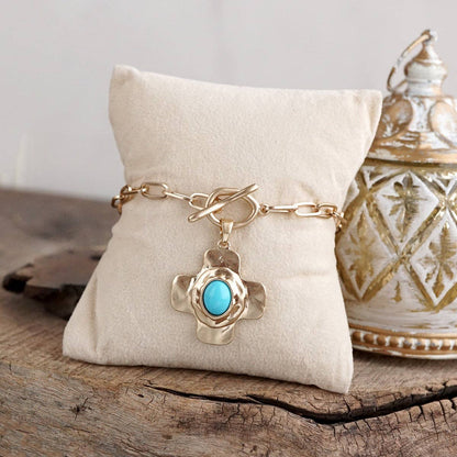 PennyLine Inc. Turquoise Pearl Cross Toggle Bracelet – Sunlit Cross