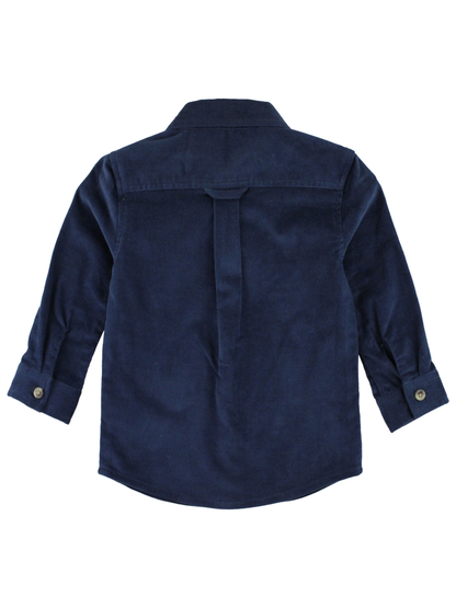 Boys Navy Corduroy Button Down Shirt